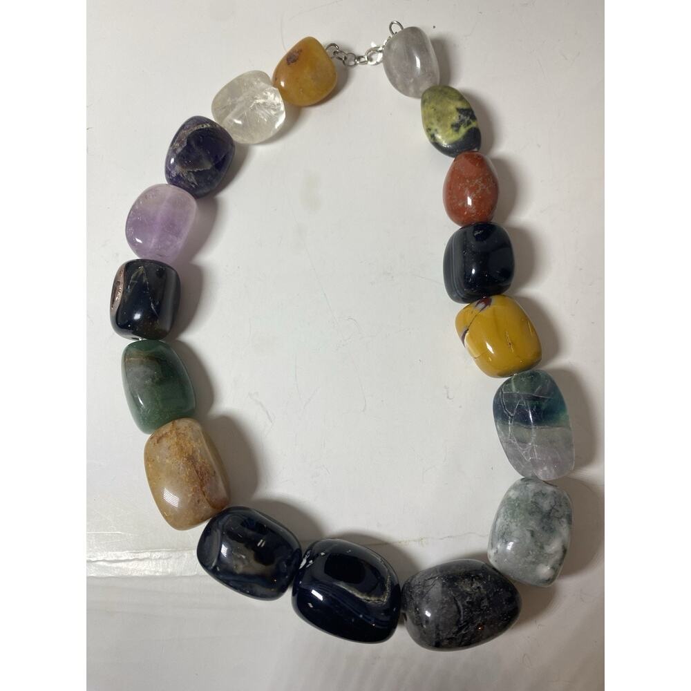 Multi Colored Multi Gemstone Beaded Necklace - image 5